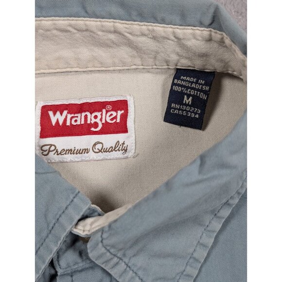Wrangler Button Up Shirt Mens Size Medium Blue Western Casual Cowboys Chore Work - Picture 3 of 6